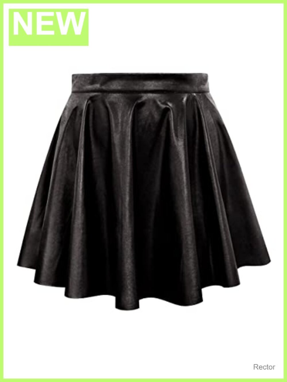 Plus Size Faux Leather Skater Mini Skirt A-Line Pleated Elastic Waist